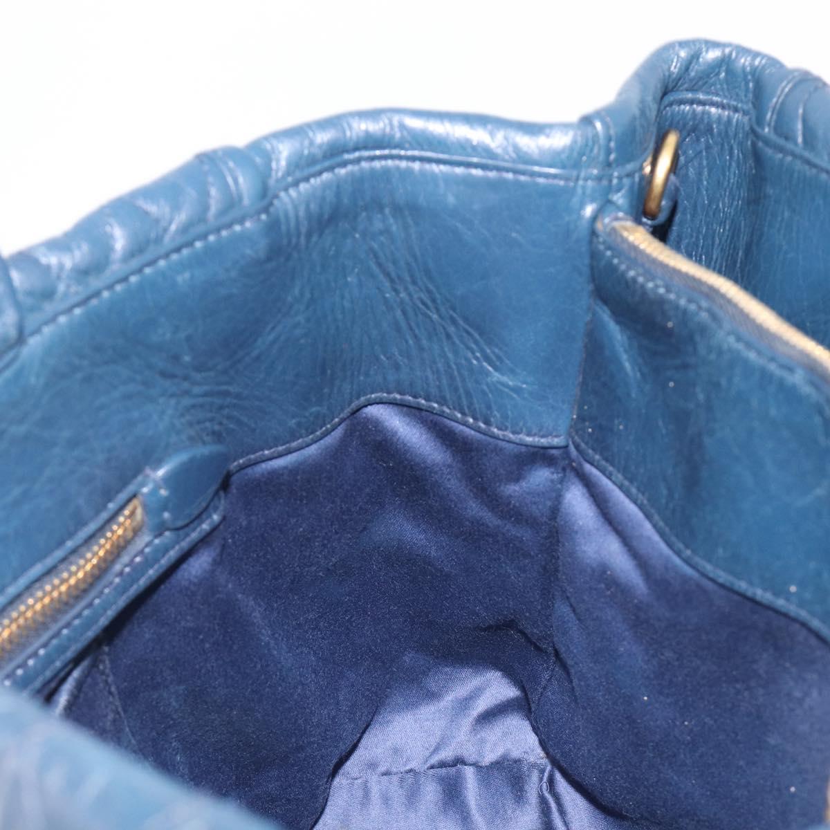 Miu Miu Hand Bag Vitellolux 2way Navy Gold Auth 210235A