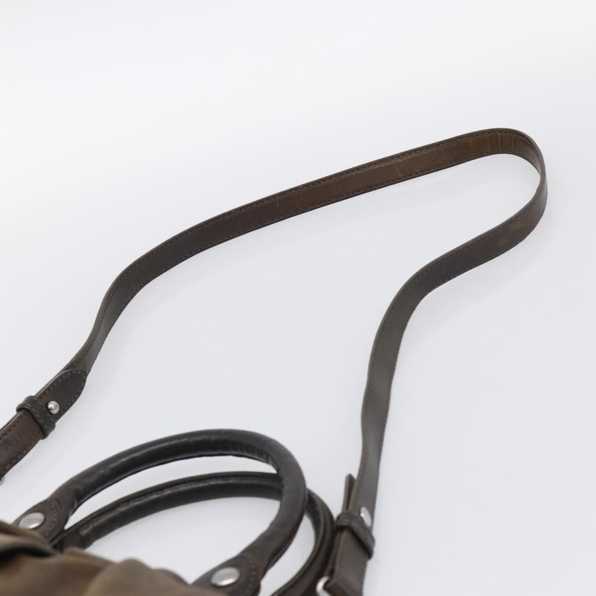 Miu Miu Hand Bag Vitellolux 2way Brown Silver Auth 210237V