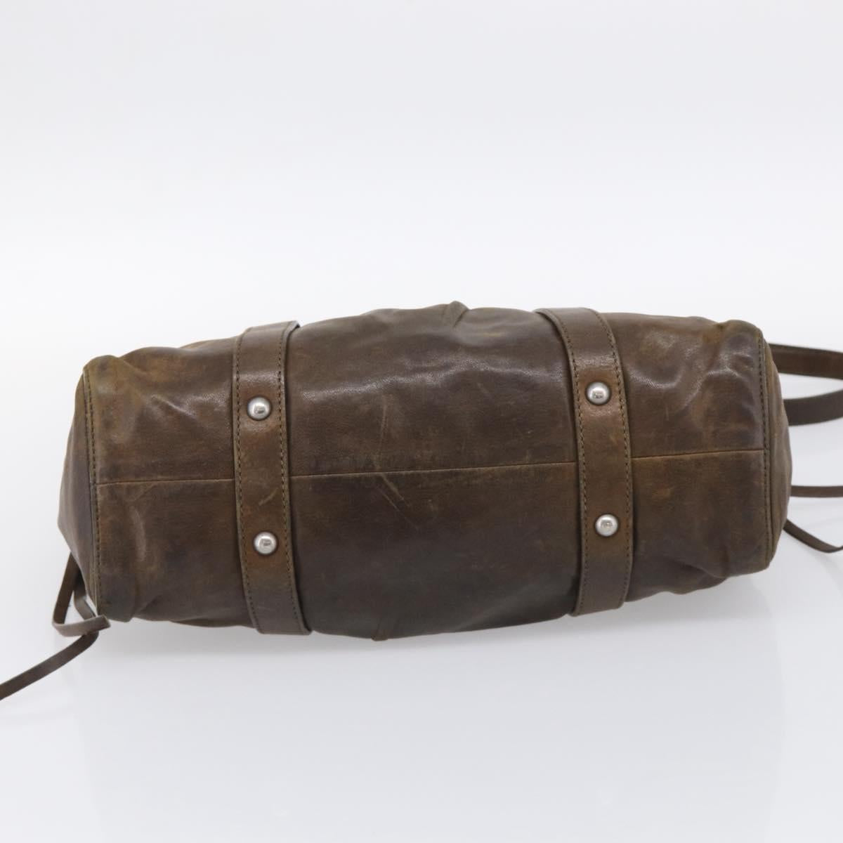 Miu Miu Hand Bag Vitellolux 2way Brown Silver Auth 210237V