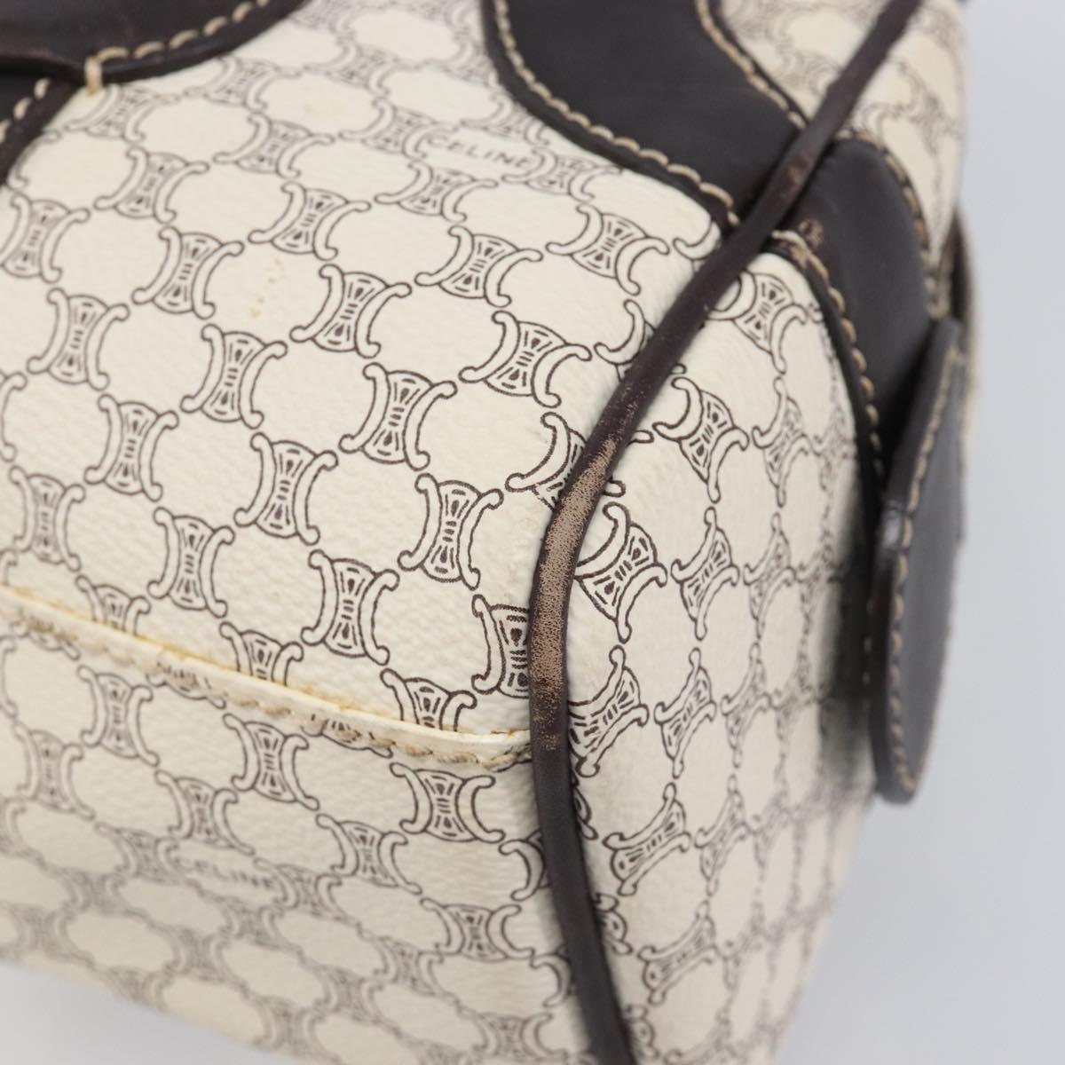 CELINE Macadam Canvas Hand Bag PVC Leather Ivory Gold Auth 210239