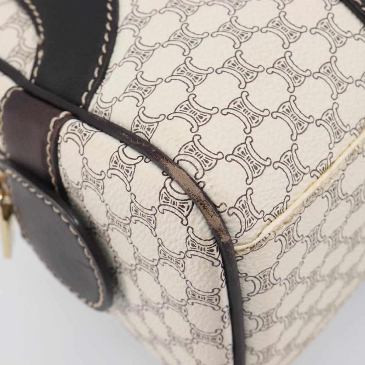 CELINE Macadam Canvas Hand Bag PVC Leather Ivory Gold Auth 210239