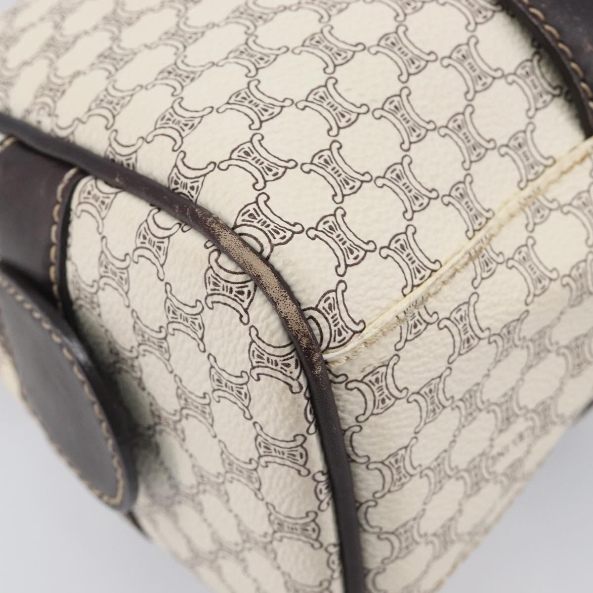CELINE Macadam Canvas Hand Bag PVC Leather Ivory Gold Auth 210239