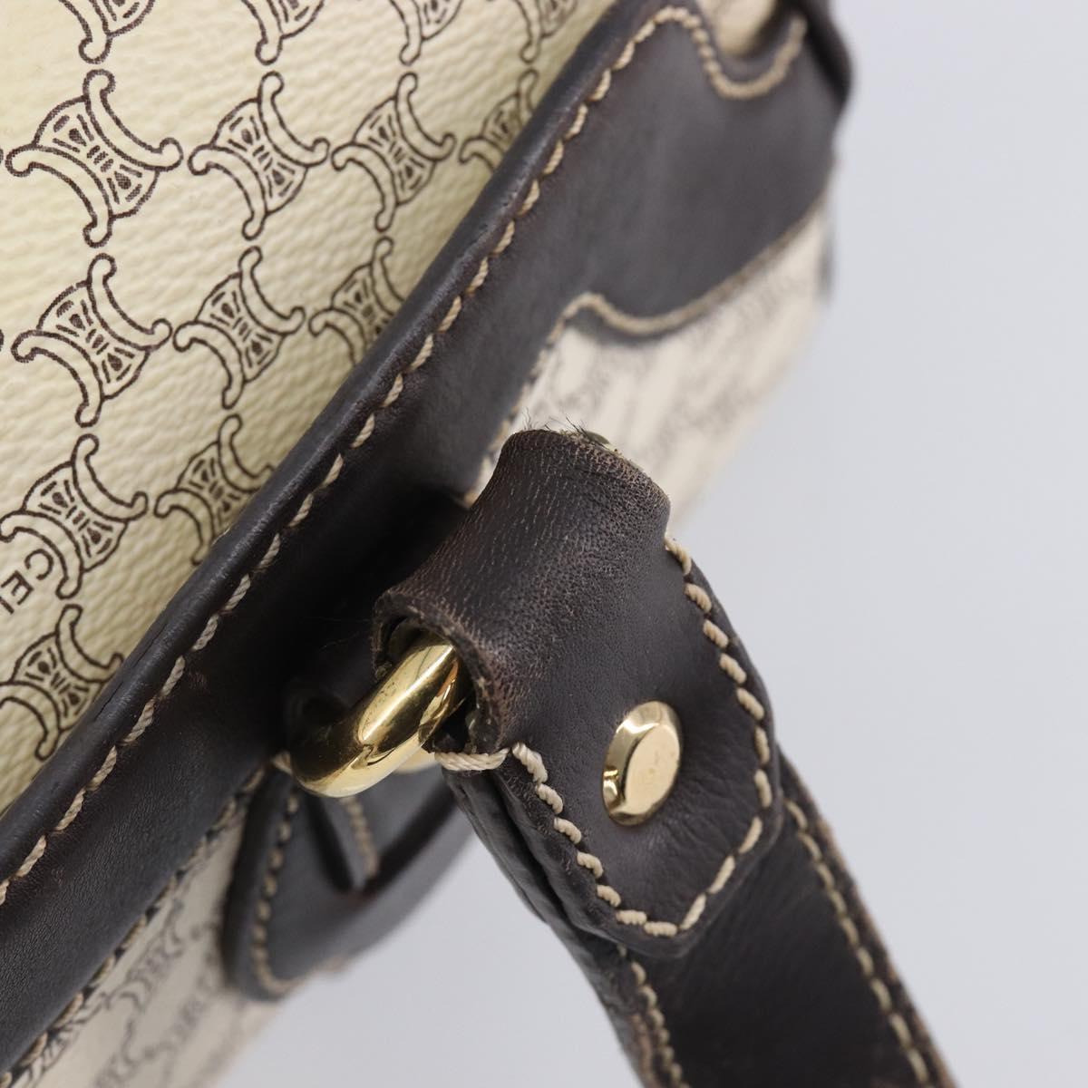 CELINE Macadam Canvas Hand Bag PVC Leather Ivory Gold Auth 210239