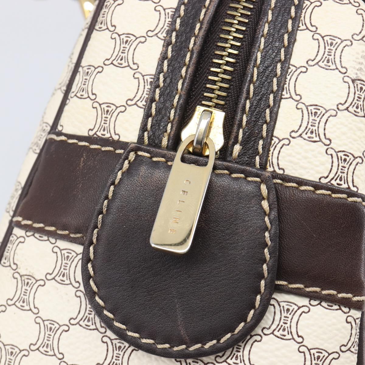 CELINE Macadam Canvas Hand Bag PVC Leather Ivory Gold Auth 210239