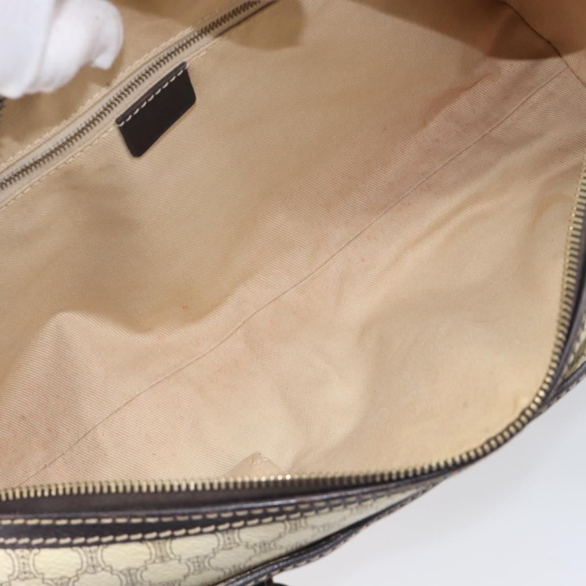 CELINE Macadam Canvas Hand Bag PVC Leather Ivory Gold Auth 210239