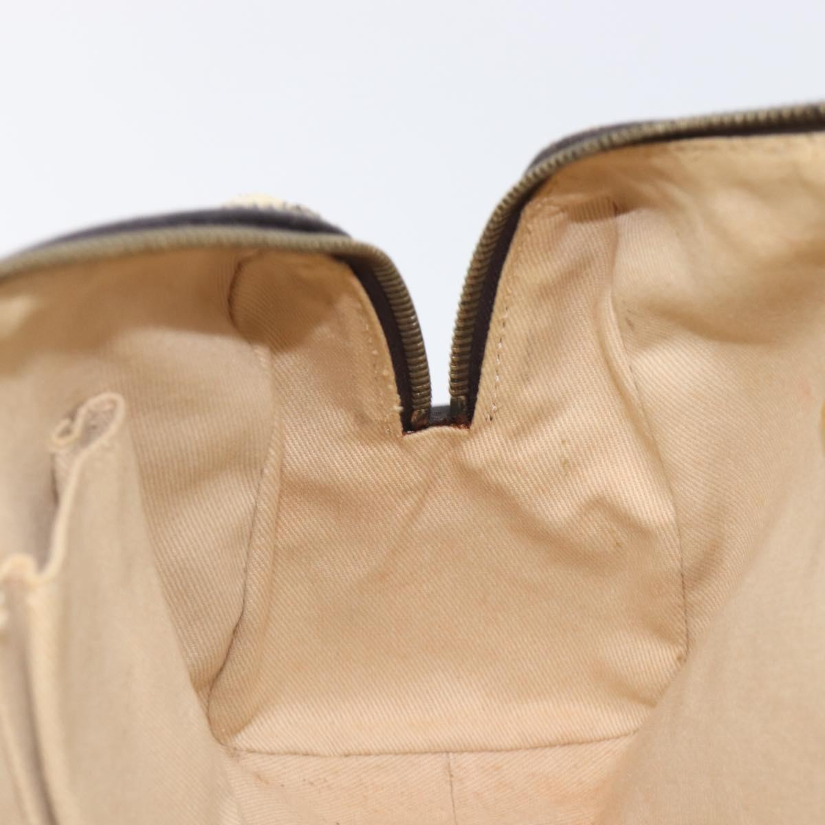 CELINE Macadam Canvas Hand Bag PVC Leather Ivory Gold Auth 210239