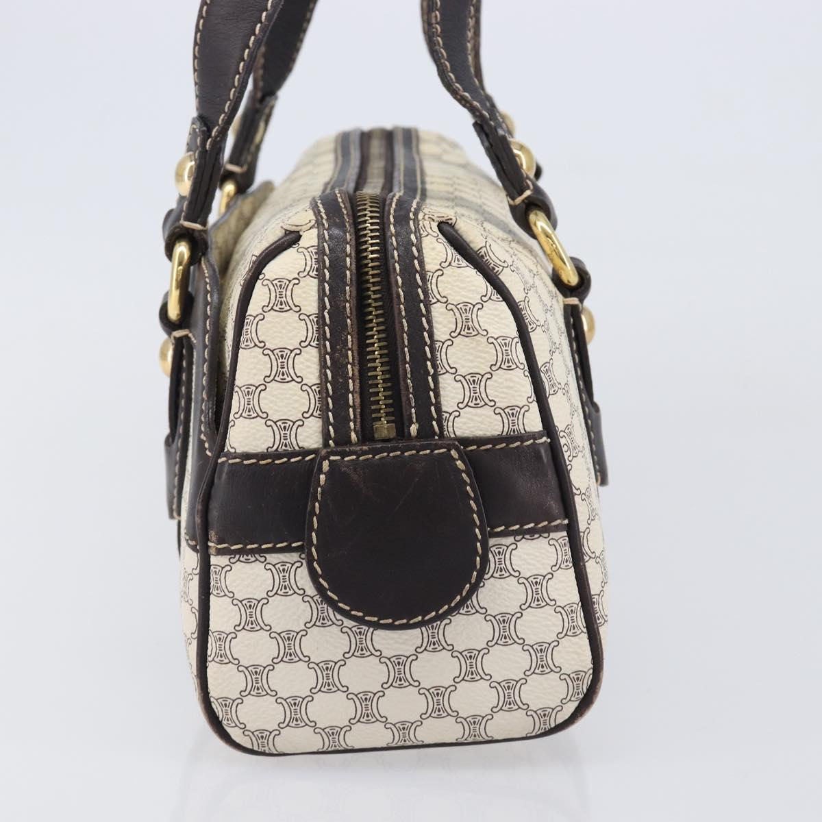 CELINE Macadam Canvas Hand Bag PVC Leather Ivory Gold Auth 210239