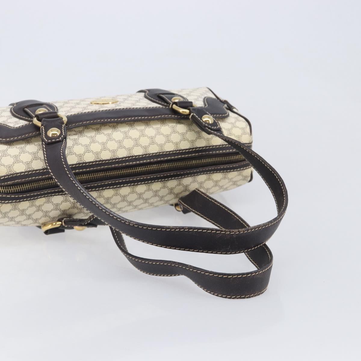 CELINE Macadam Canvas Hand Bag PVC Leather Ivory Gold Auth 210239