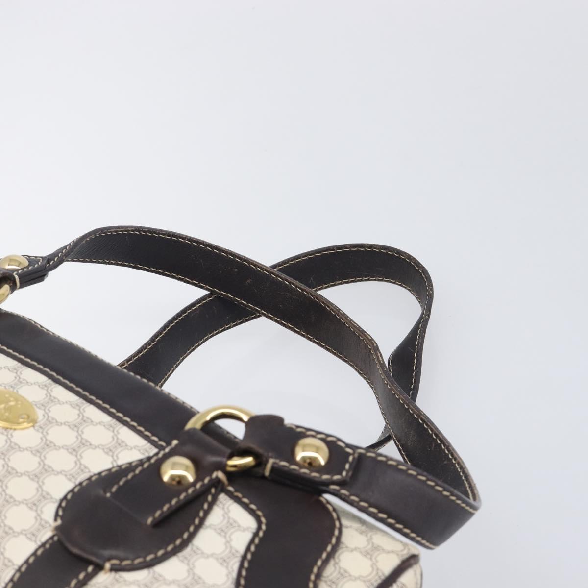 CELINE Macadam Canvas Hand Bag PVC Leather Ivory Gold Auth 210239