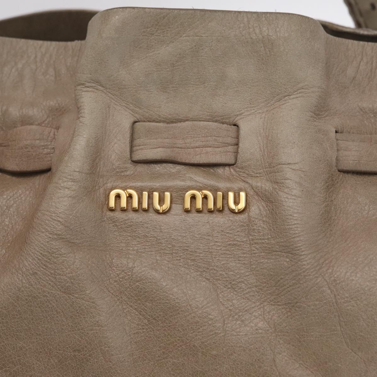 Miu Miu Tote Bag Vitellolux Beige Gold Auth 210240V