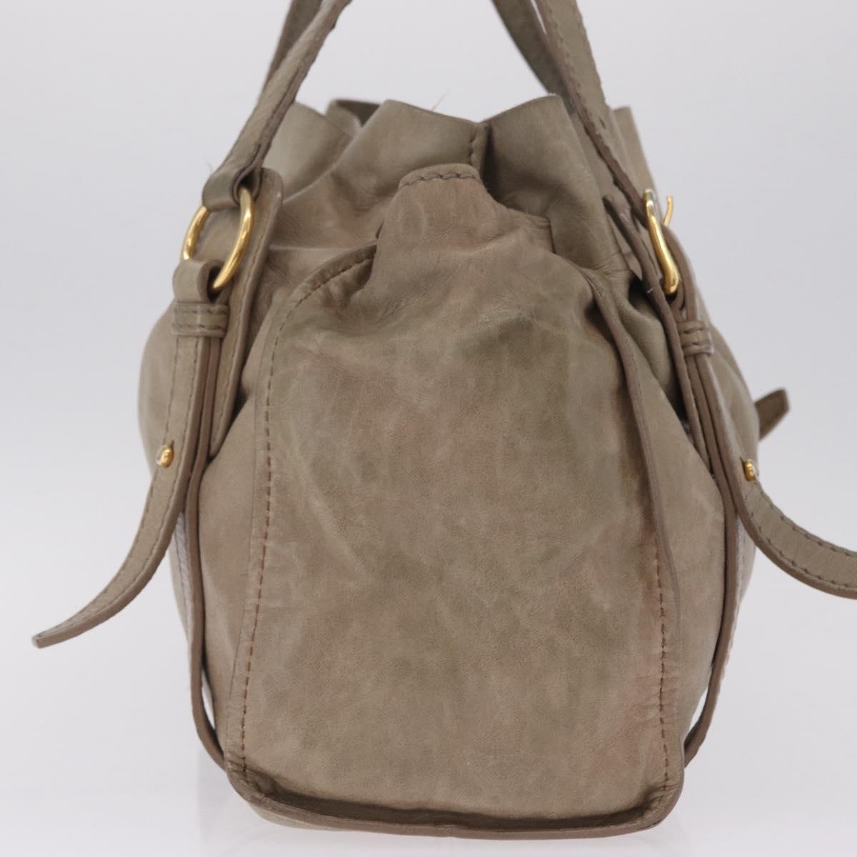 Miu Miu Tote Bag Vitellolux Beige Gold Auth 210240V