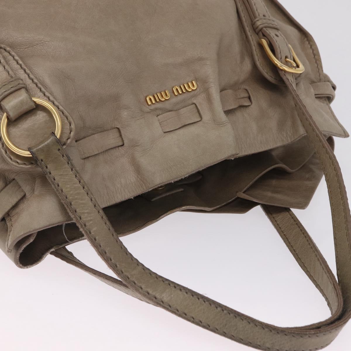 Miu Miu Tote Bag Vitellolux Beige Gold Auth 210240V