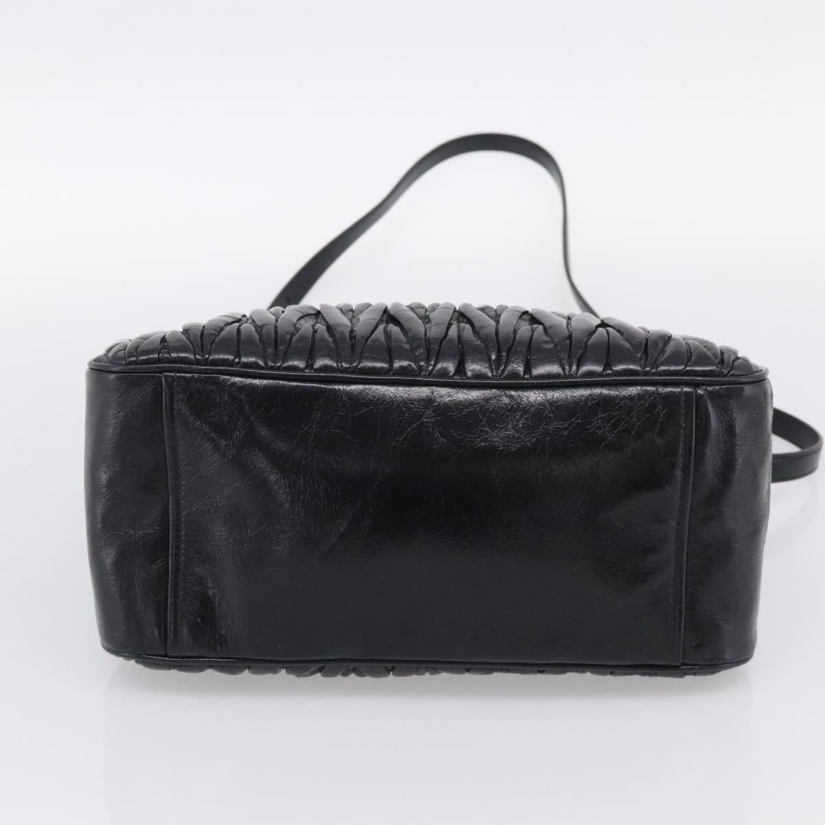 Miu Miu Matelasse Hand Bag Vitellolux 2way Black Gold Auth 210242SAM