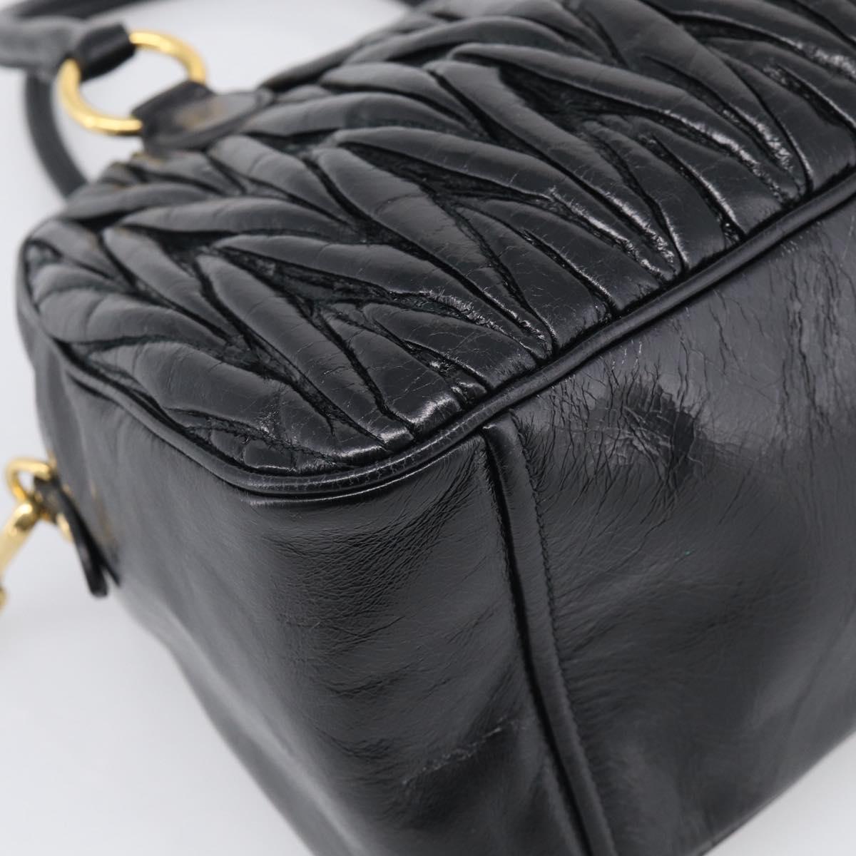Miu Miu Matelasse Hand Bag Vitellolux 2way Black Gold Auth 210242SAM