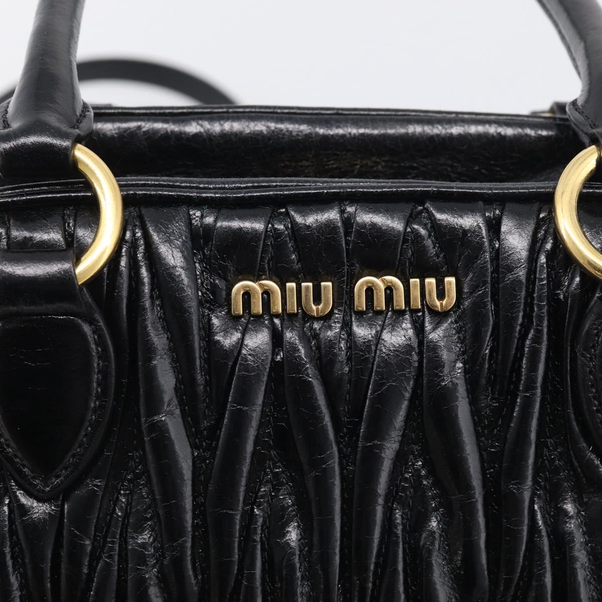 Miu Miu Matelasse Hand Bag Vitellolux 2way Black Gold Auth 210242SAM