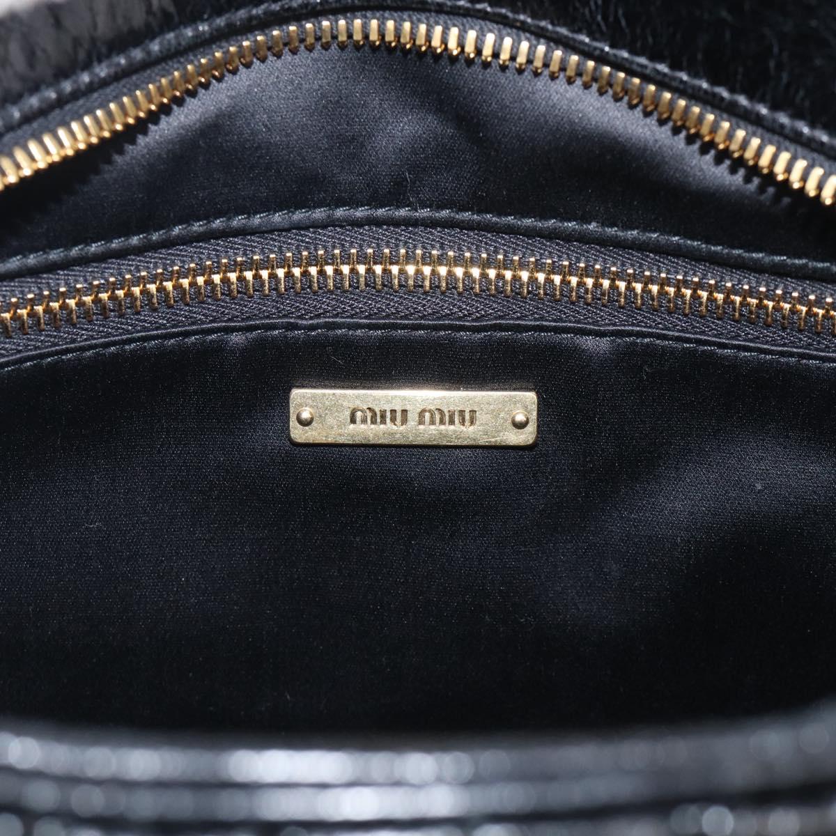 Miu Miu Matelasse Hand Bag Vitellolux 2way Black Gold Auth 210242SAM