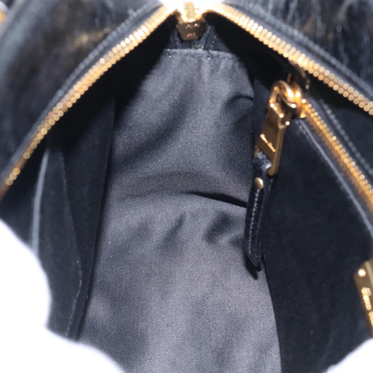 Miu Miu Matelasse Hand Bag Vitellolux 2way Black Gold Auth 210242SAM