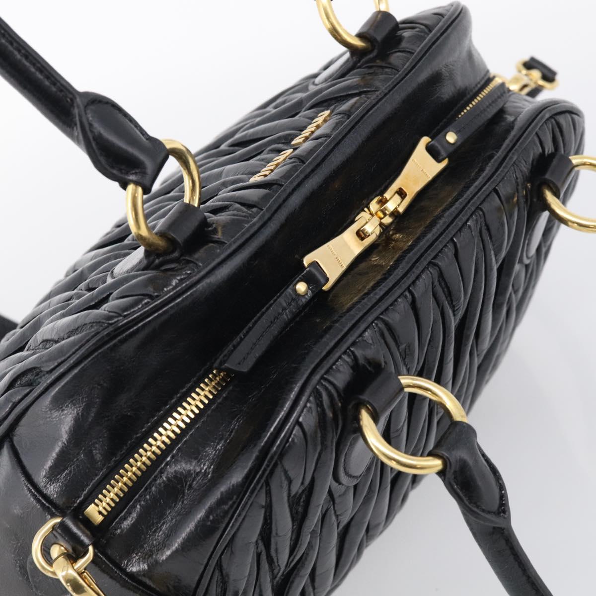 Miu Miu Matelasse Hand Bag Vitellolux 2way Black Gold Auth 210242SAM