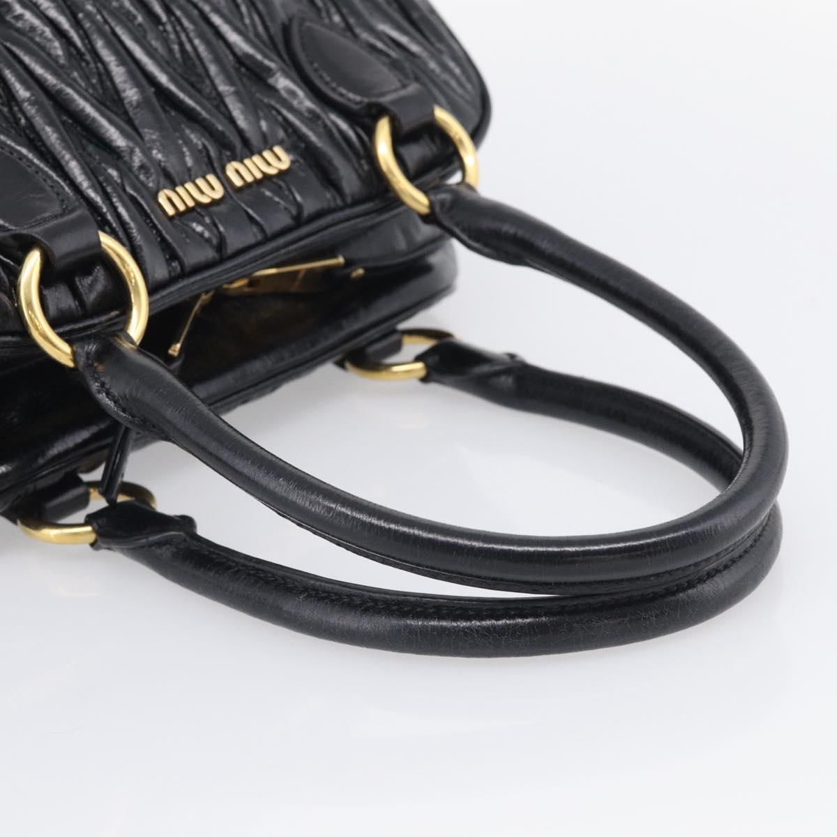 Miu Miu Matelasse Hand Bag Vitellolux 2way Black Gold Auth 210242SAM