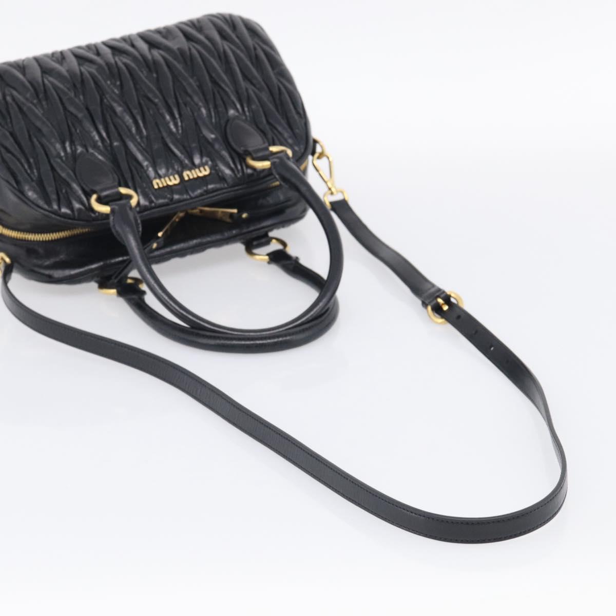 Miu Miu Matelasse Hand Bag Vitellolux 2way Black Gold Auth 210242SAM