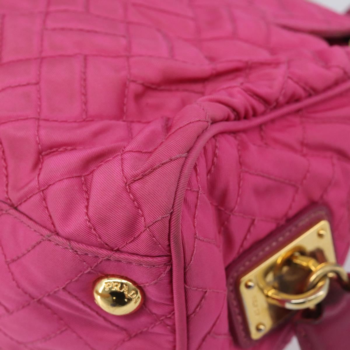 PRADA Chain Shoulder Bag Nylon Pink Gold Auth 210244