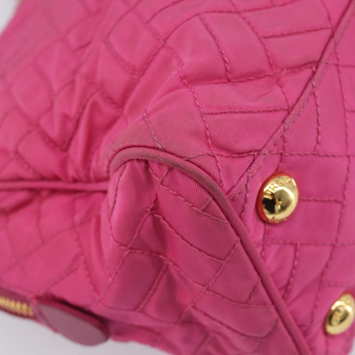 PRADA Chain Shoulder Bag Nylon Pink Gold Auth 210244
