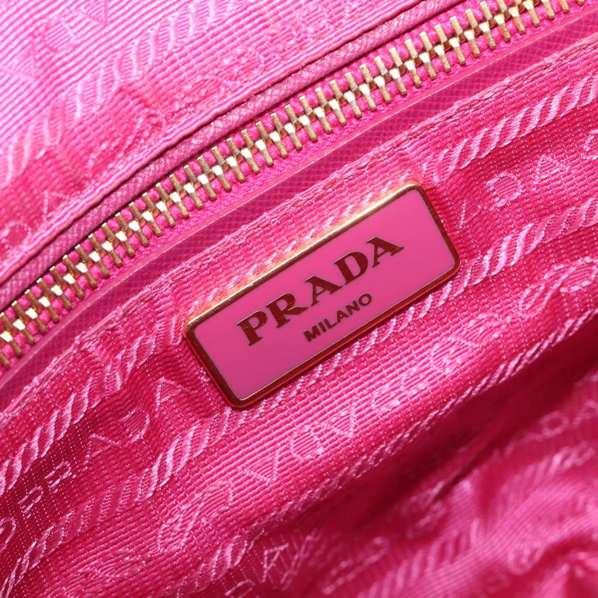 PRADA Chain Shoulder Bag Nylon Pink Gold Auth 210244