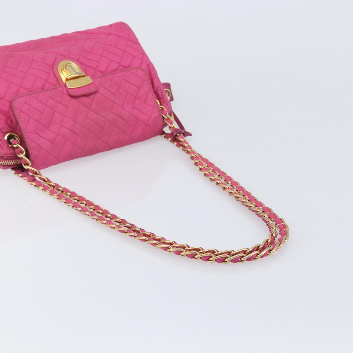 PRADA Chain Shoulder Bag Nylon Pink Gold Auth 210244