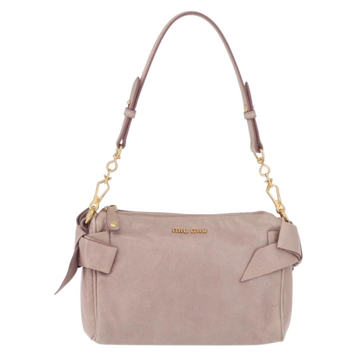 Miu Miu Shoulder Bag Vitellolux Pink Gold Auth 210245A