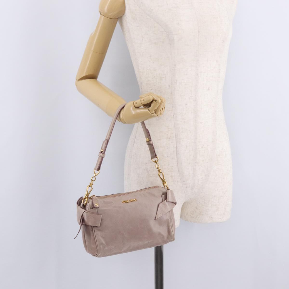 Miu Miu Shoulder Bag Vitellolux Pink Gold Auth 210245A