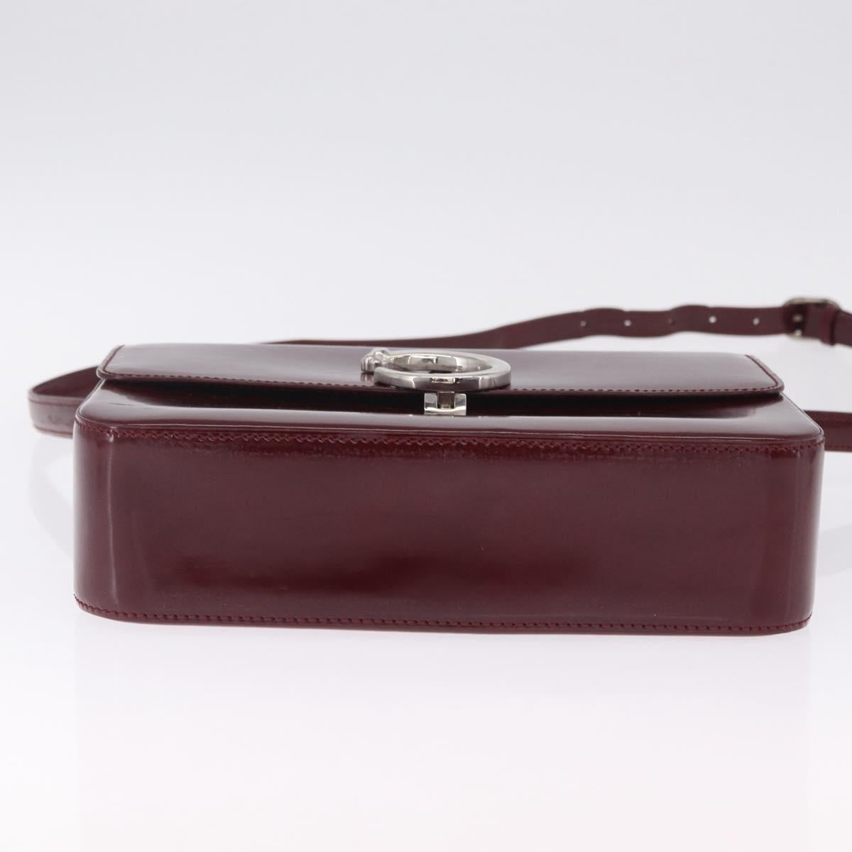 Cartier PANTHERE Shoulder Bag Leather Bordeaux Silver Auth 210248A