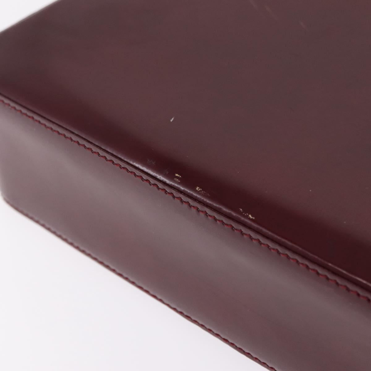 Cartier PANTHERE Shoulder Bag Leather Bordeaux Silver Auth 210248A