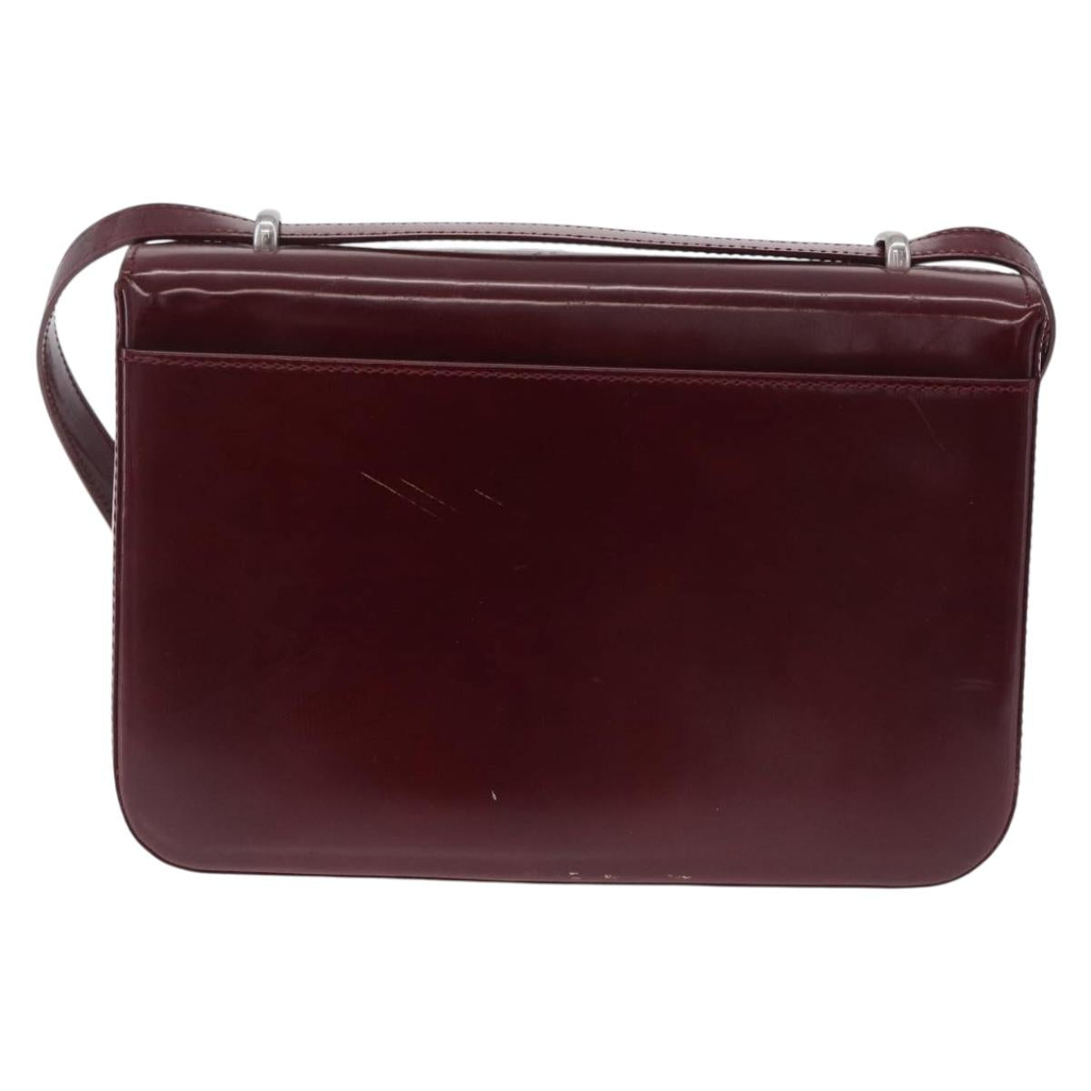 Cartier PANTHERE Shoulder Bag Leather Bordeaux Silver Auth 210248A