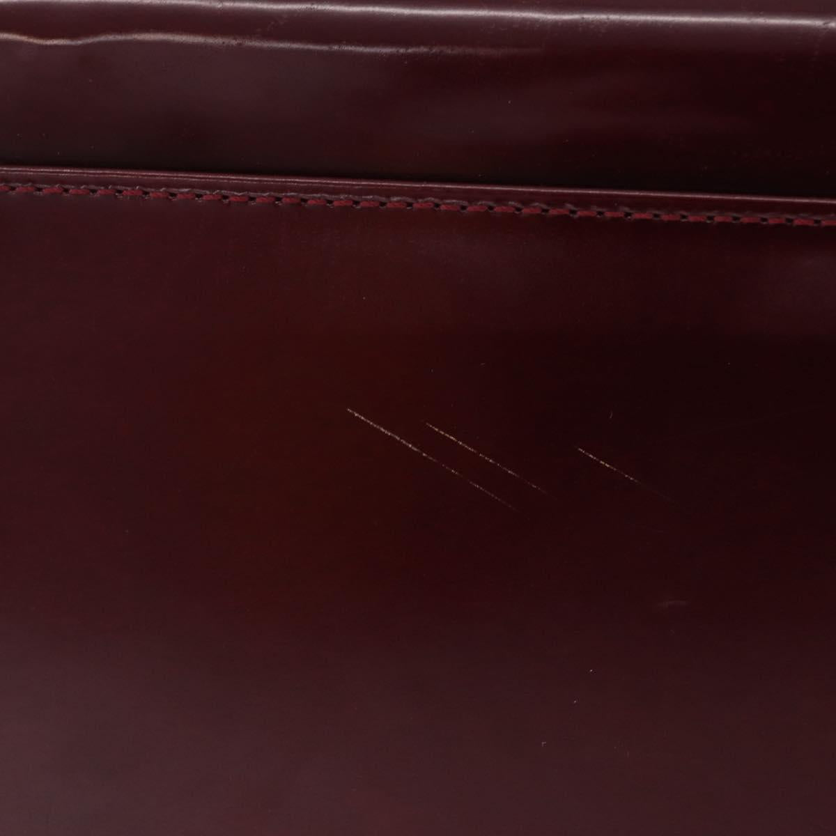 Cartier PANTHERE Shoulder Bag Leather Bordeaux Silver Auth 210248A