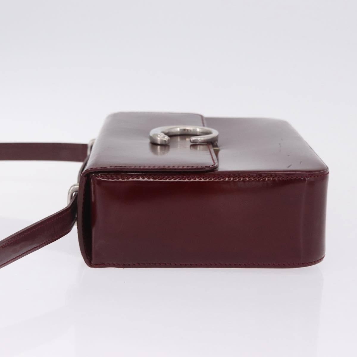 Cartier PANTHERE Shoulder Bag Leather Bordeaux Silver Auth 210248A