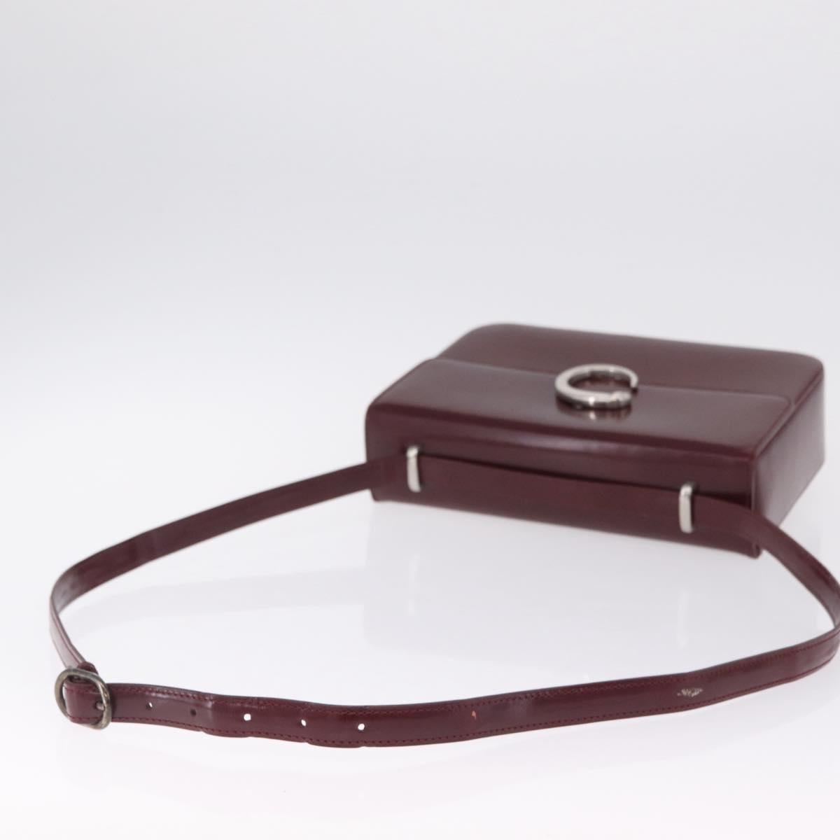 Cartier PANTHERE Shoulder Bag Leather Bordeaux Silver Auth 210248A