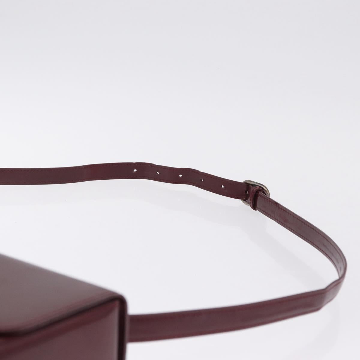 Cartier PANTHERE Shoulder Bag Leather Bordeaux Silver Auth 210248A