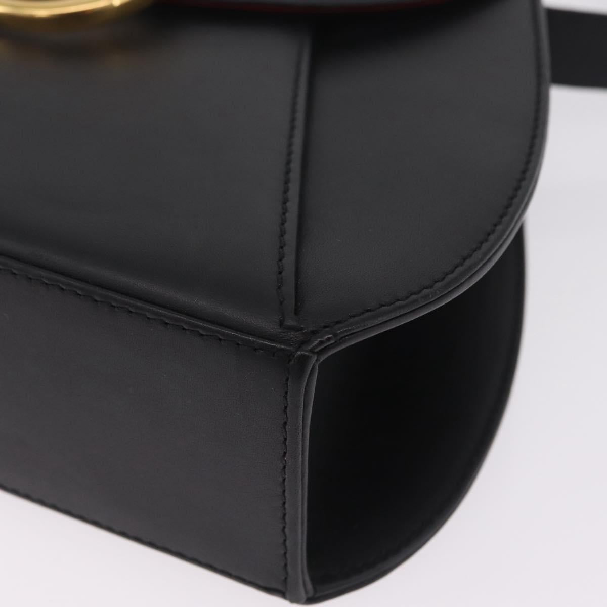 Cartier PANTHERE Shoulder Bag Leather Black Gold Auth 210249A