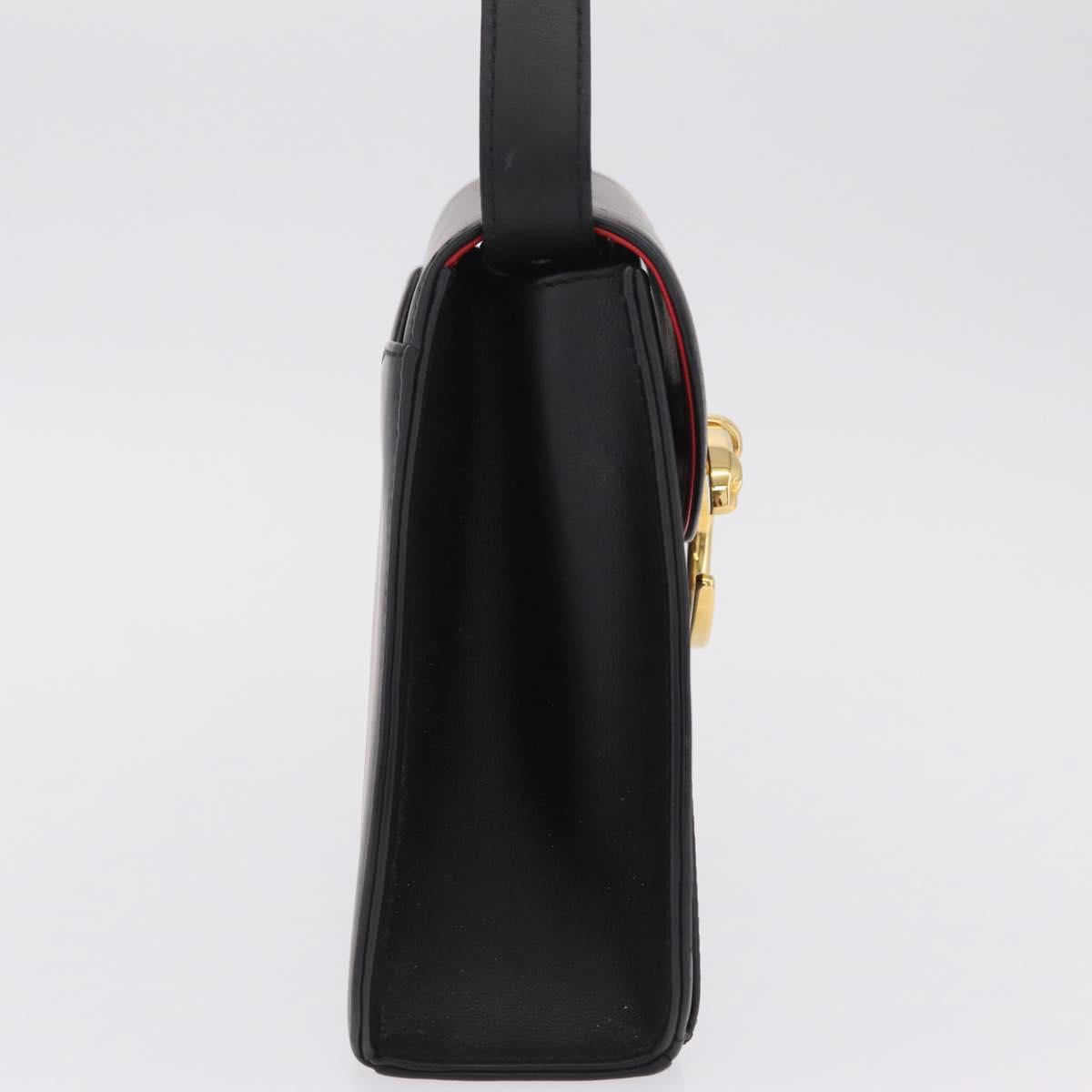 Cartier PANTHERE Shoulder Bag Leather Black Gold Auth 210249A
