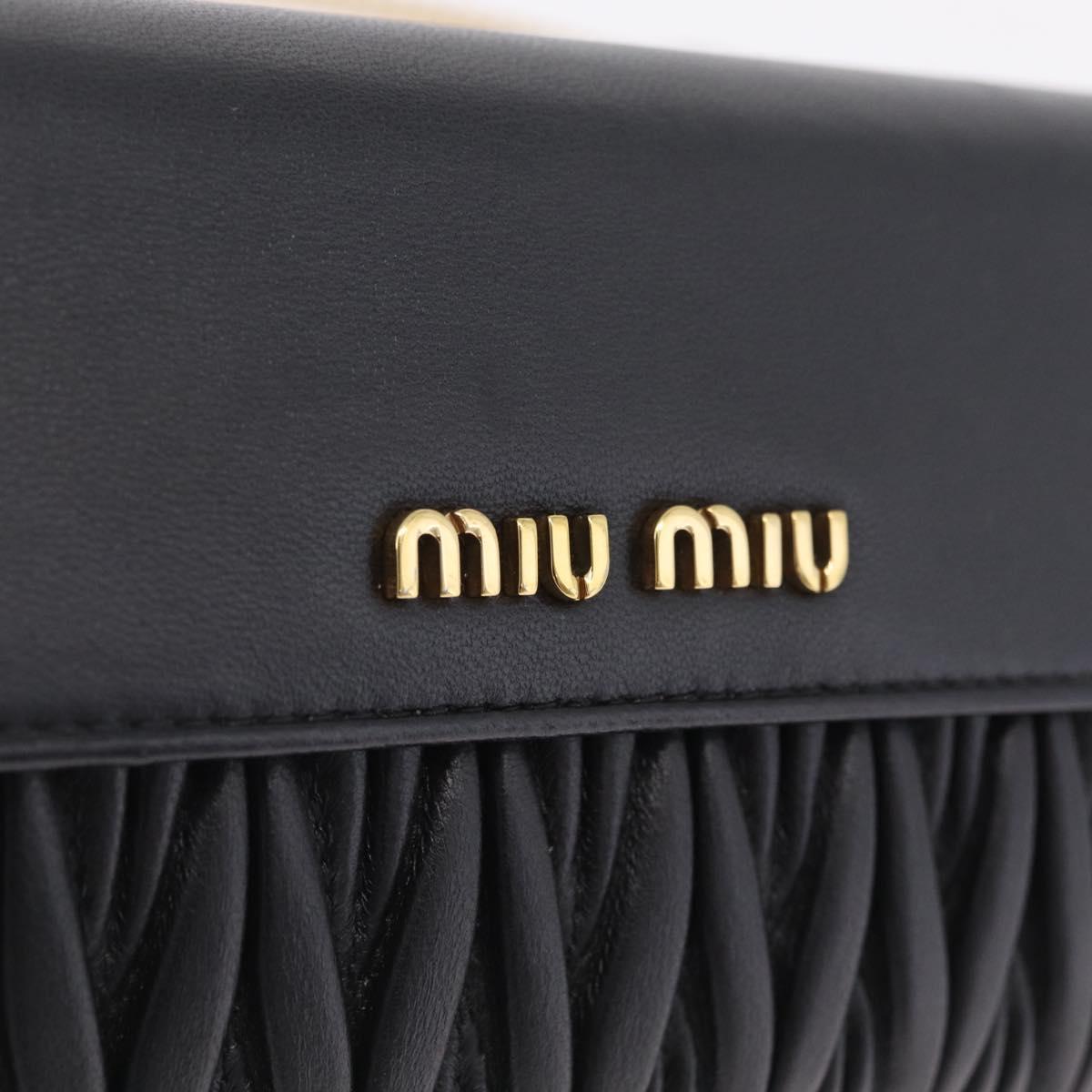 Miu Miu Matelasse Chain Wallet Leather Black Gold Auth 210251V