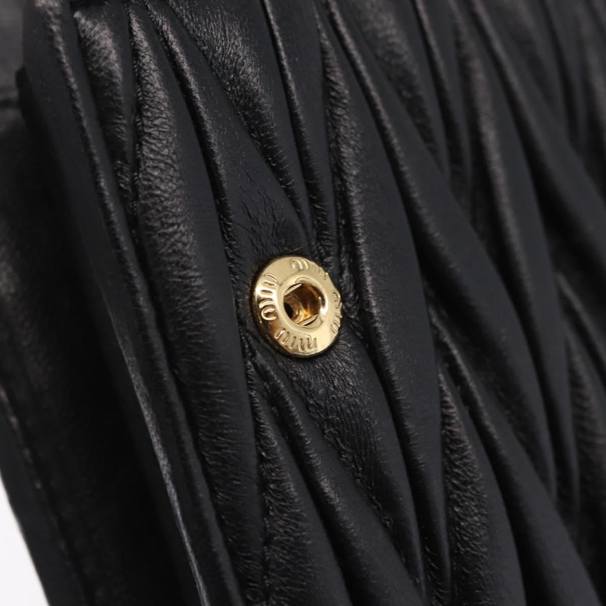 Miu Miu Matelasse Chain Wallet Leather Black Gold Auth 210251V