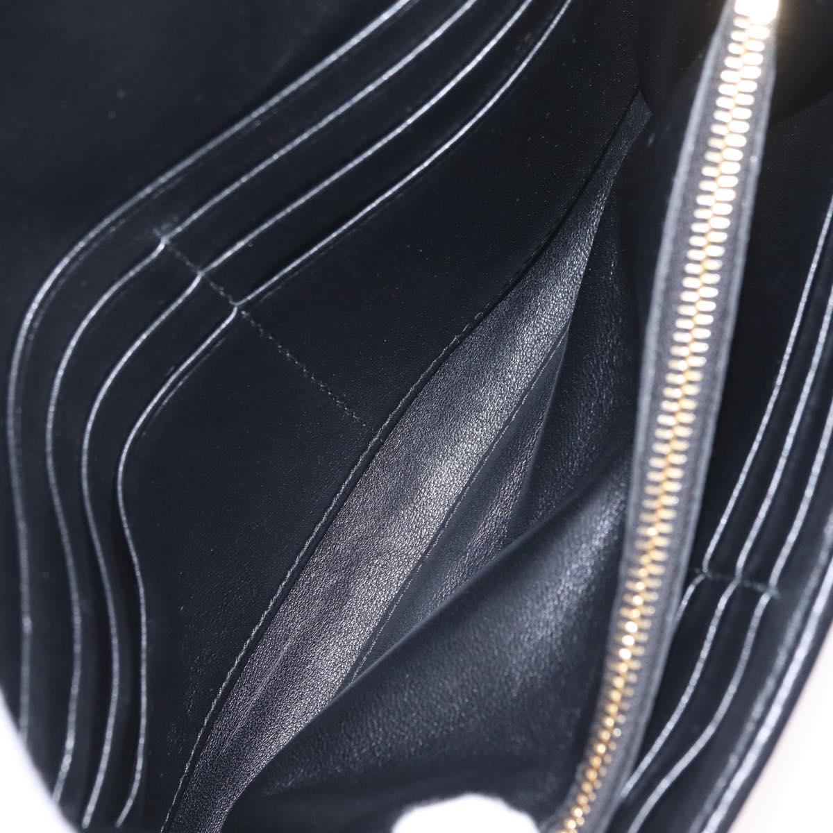 Miu Miu Matelasse Chain Wallet Leather Black Gold Auth 210251V