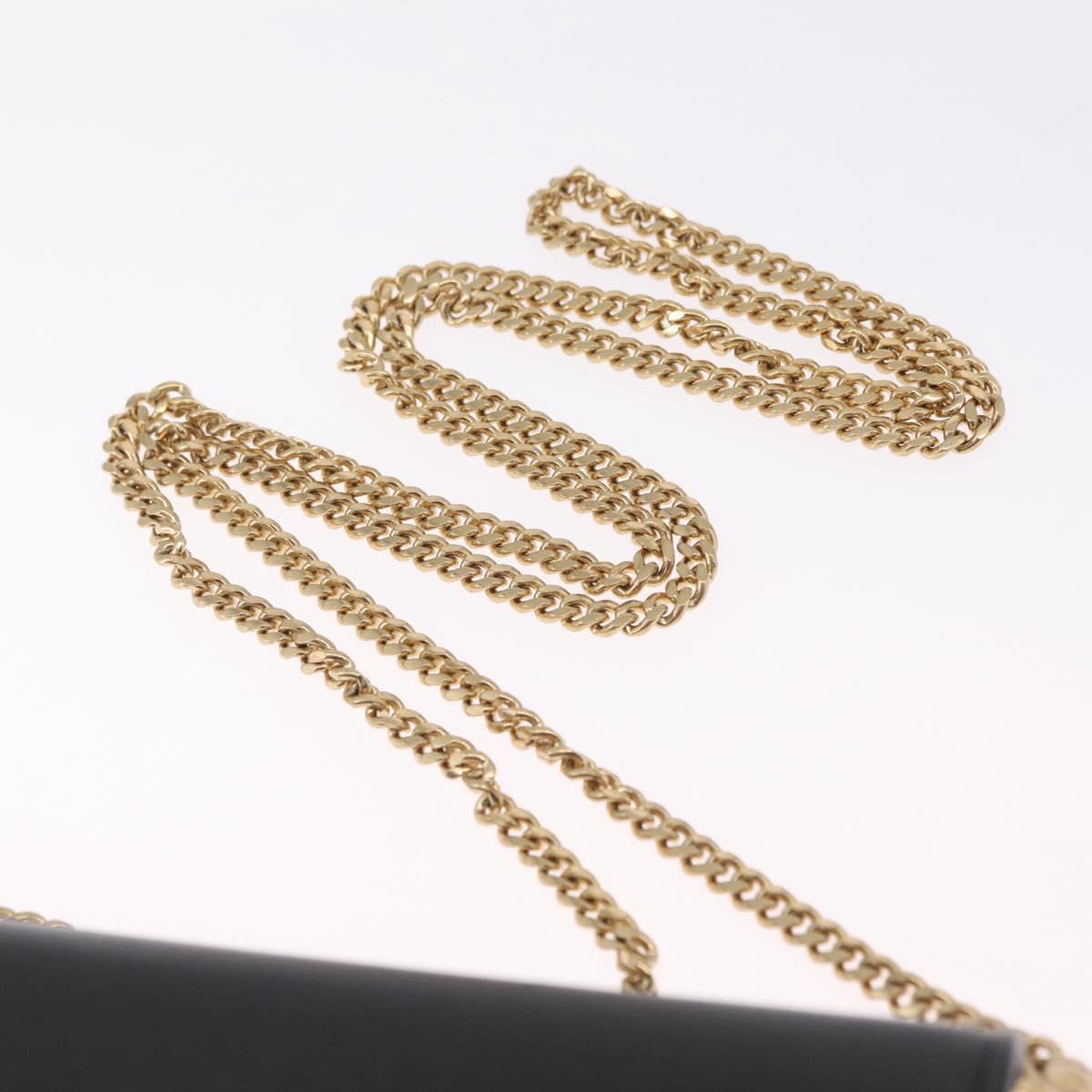Miu Miu Matelasse Chain Wallet Leather Black Gold Auth 210251V