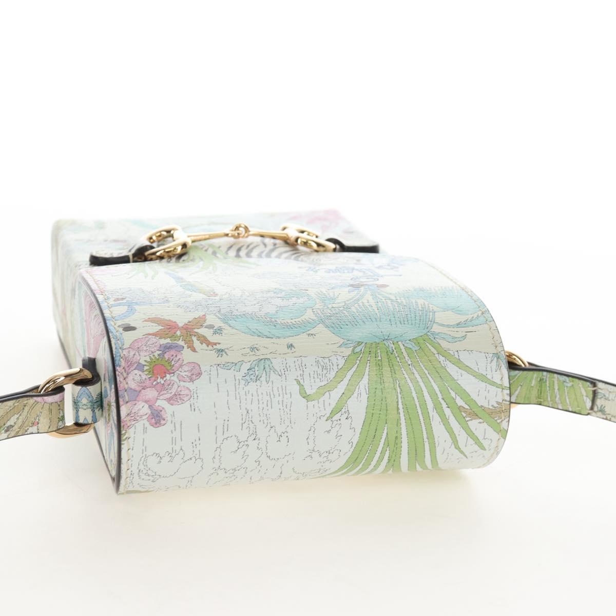 GUCCI Horsebit Tiger Bag Leather Multicolor Gold 625615 2149 Auth 210252SM