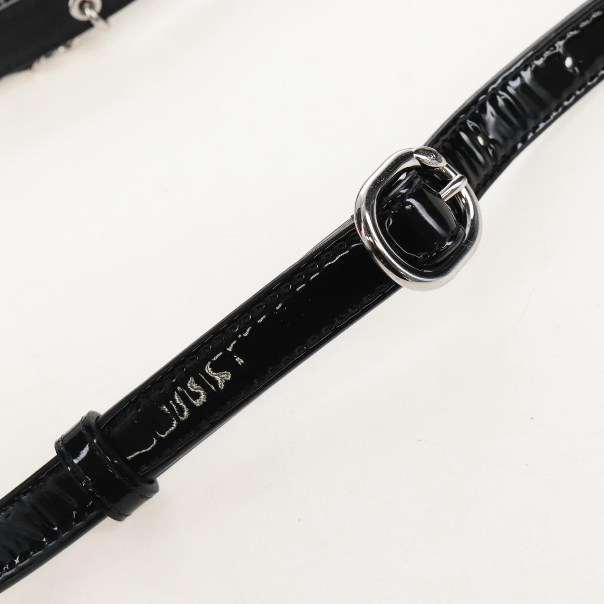 CHANEL Belt Bag Patent Leather Black Silver CC Auth 210255SM