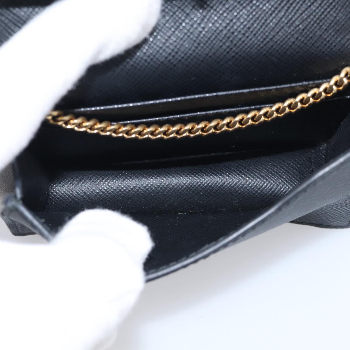 PRADA Chain Shoulder Bag Safiano Leather Black Gold Auth 210257V