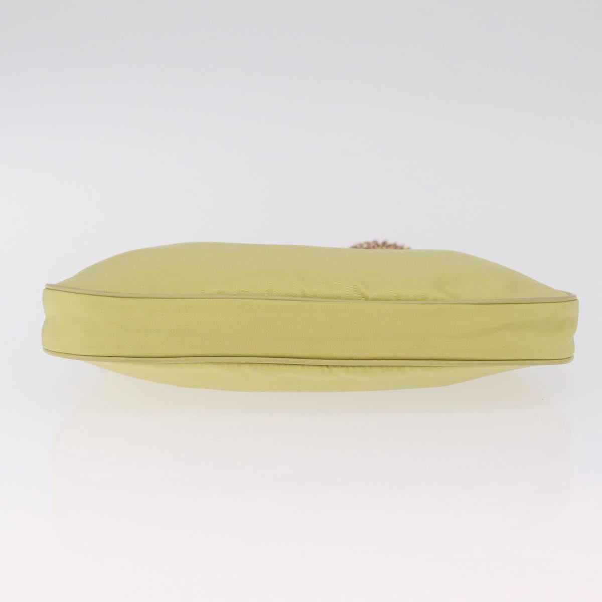 PRADA Chain Shoulder Bag Nylon Yellow Gold Auth 210258V