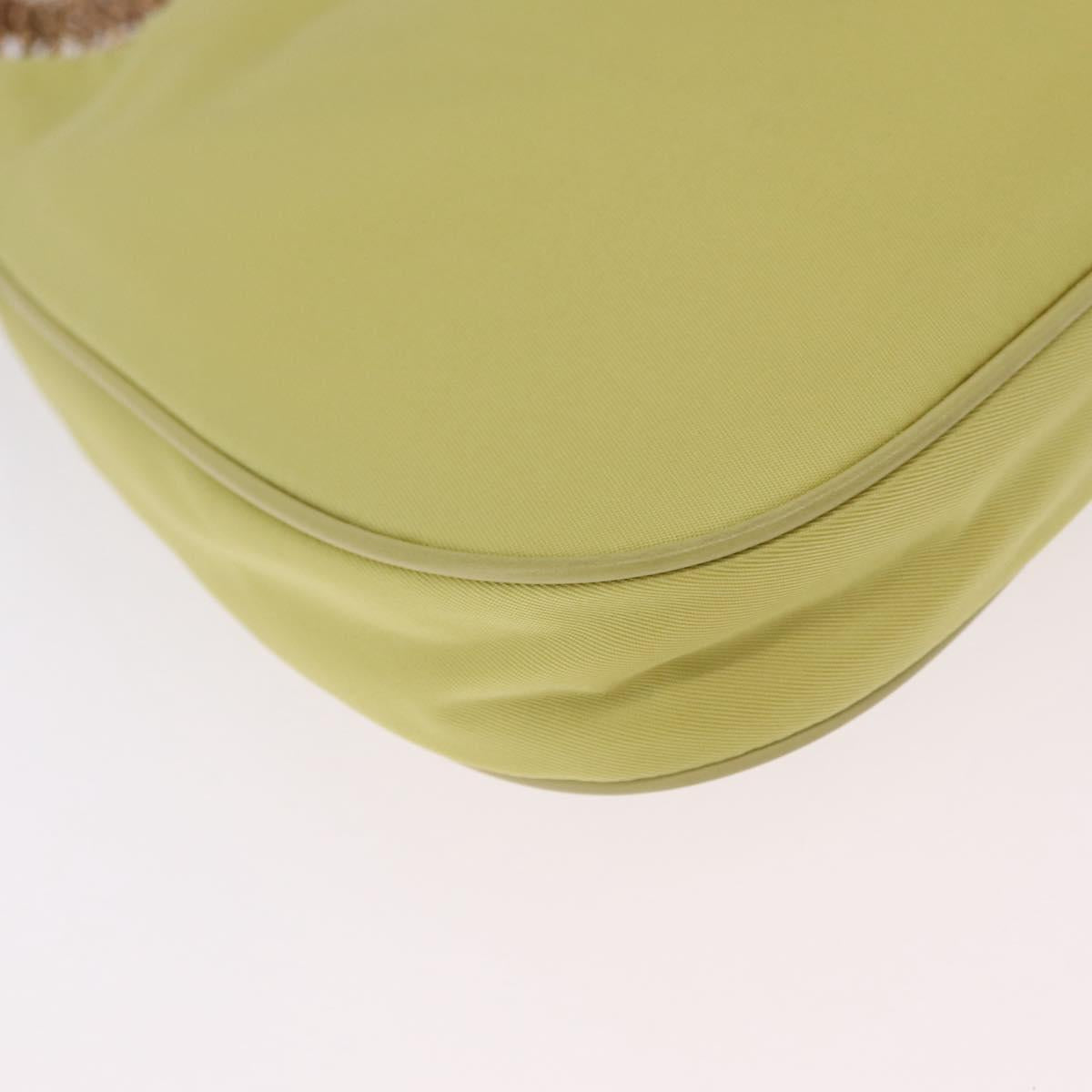 PRADA Chain Shoulder Bag Nylon Yellow Gold Auth 210258V