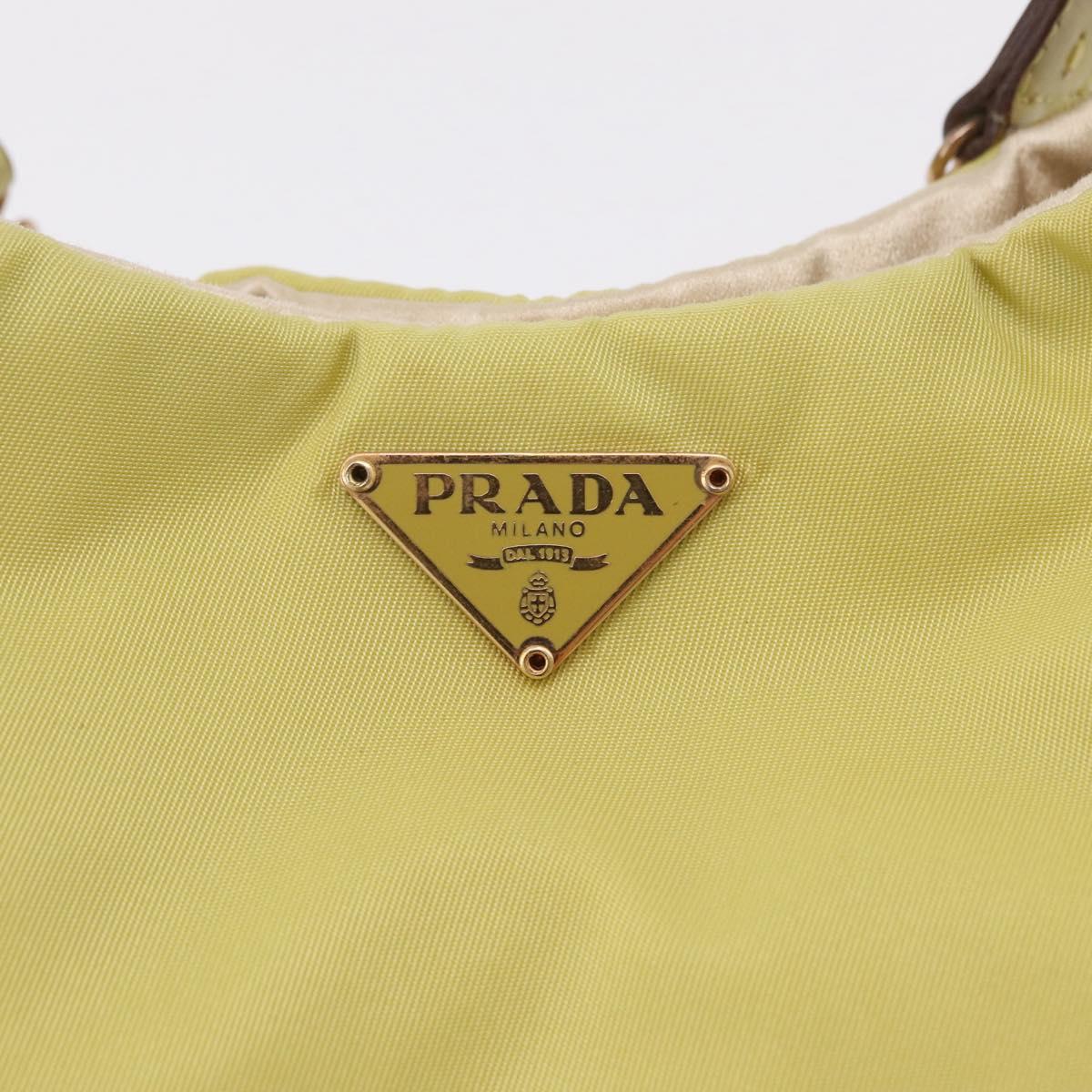 PRADA Chain Shoulder Bag Nylon Yellow Gold Auth 210258V