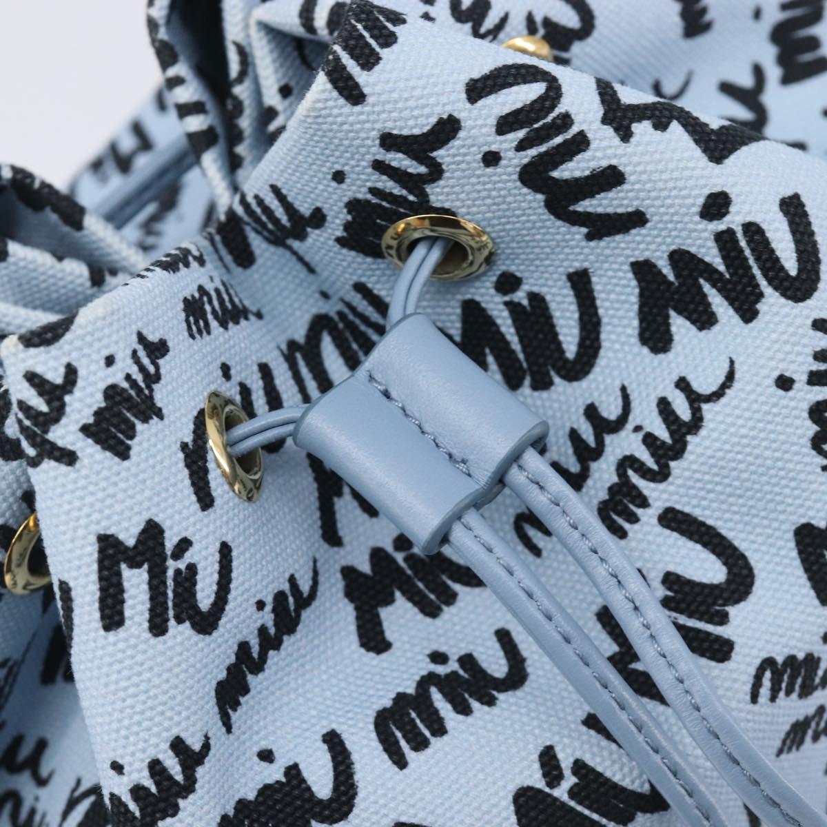 Miu Miu Purse Hand Bag Canvas Blue Gold Auth 210259M